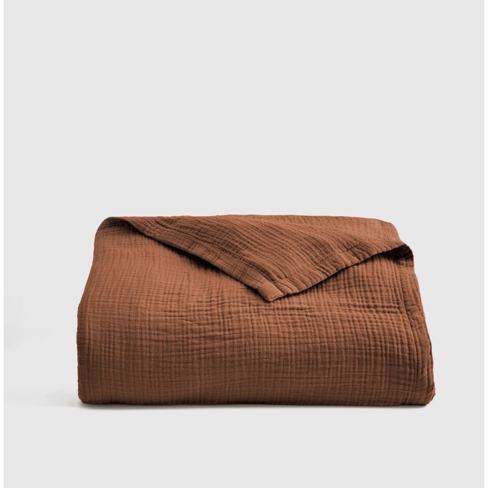 NWT Quince Organic Airy Gauze Bed Blanket King/Cal King Terracotta NEW